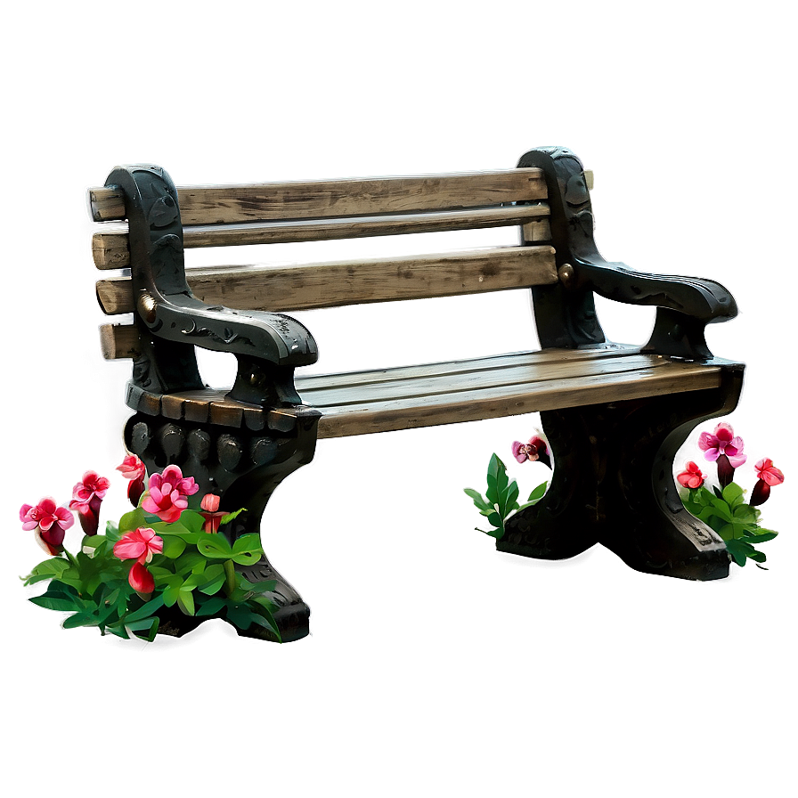Bench With Flowers Png Qag