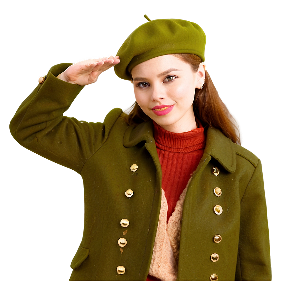 Beret And Coat Ensemble Png Tml