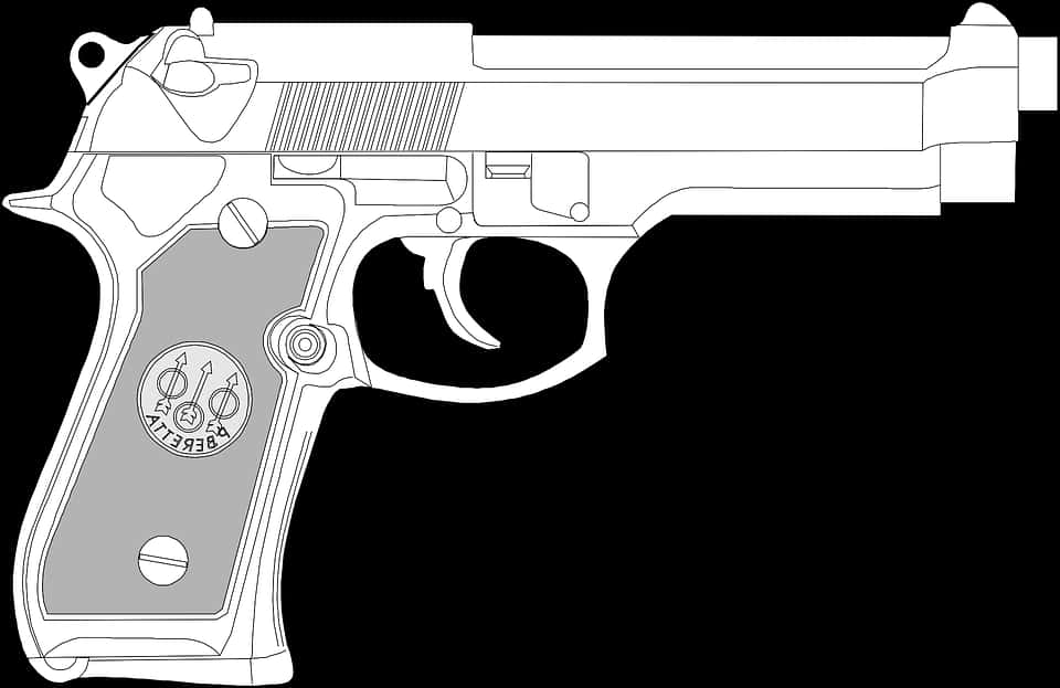 Beretta Pistol Line Drawing