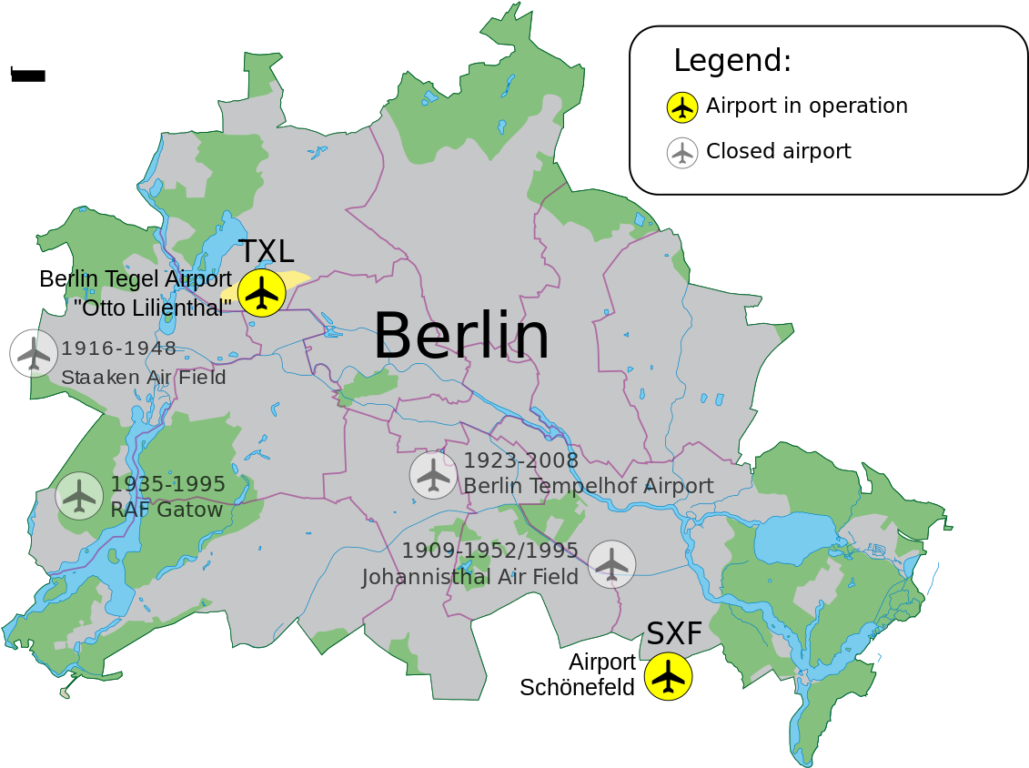 Berlin Airports Map Historicaland Current