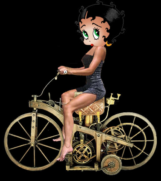 Betty Boop Riding Steampunk Bicycle