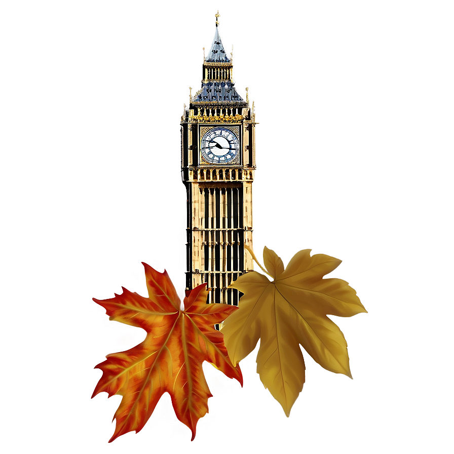 Big Ben And Autumn Leaves Png Fsp9