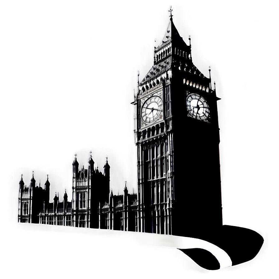 Big Ben Black And White Png Hrq