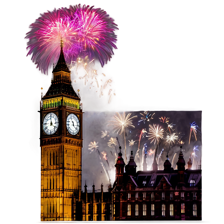 Big Ben With Fireworks Background Png Jsa