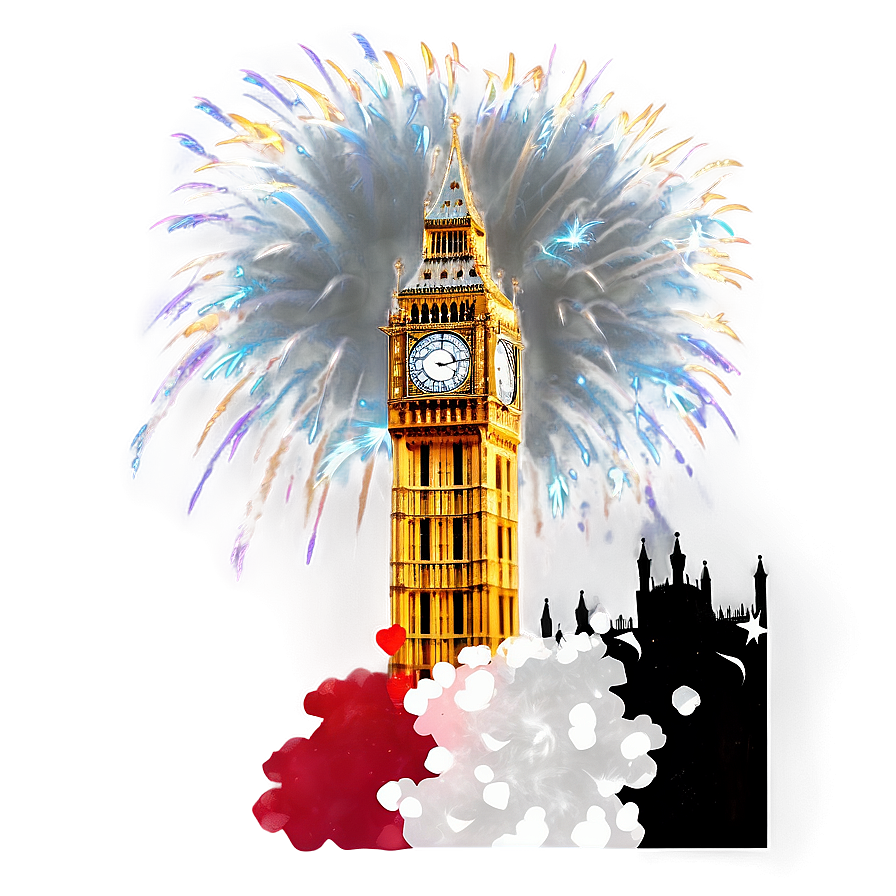 Big Ben With Fireworks Background Png Rwr43