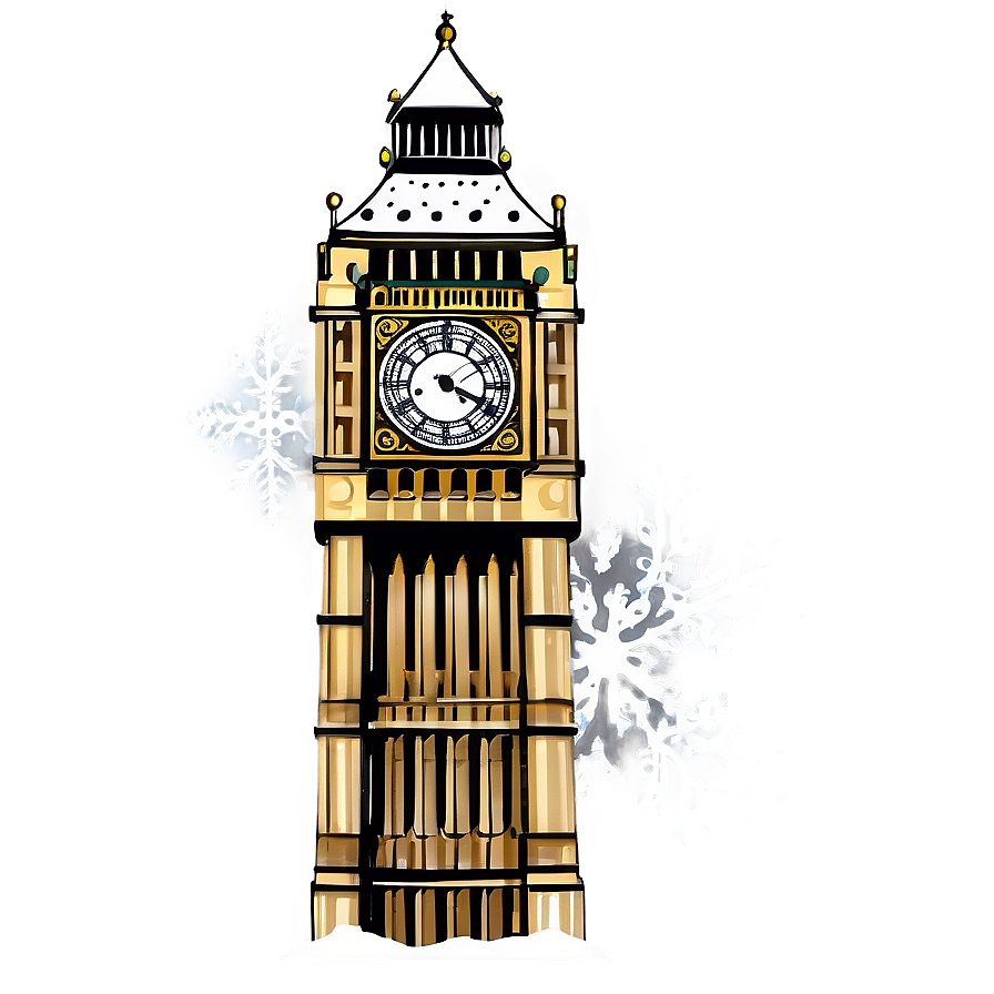 Big Ben With Snowflakes Png Njs80