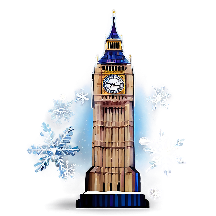 Big Ben With Snowflakes Png Ufp