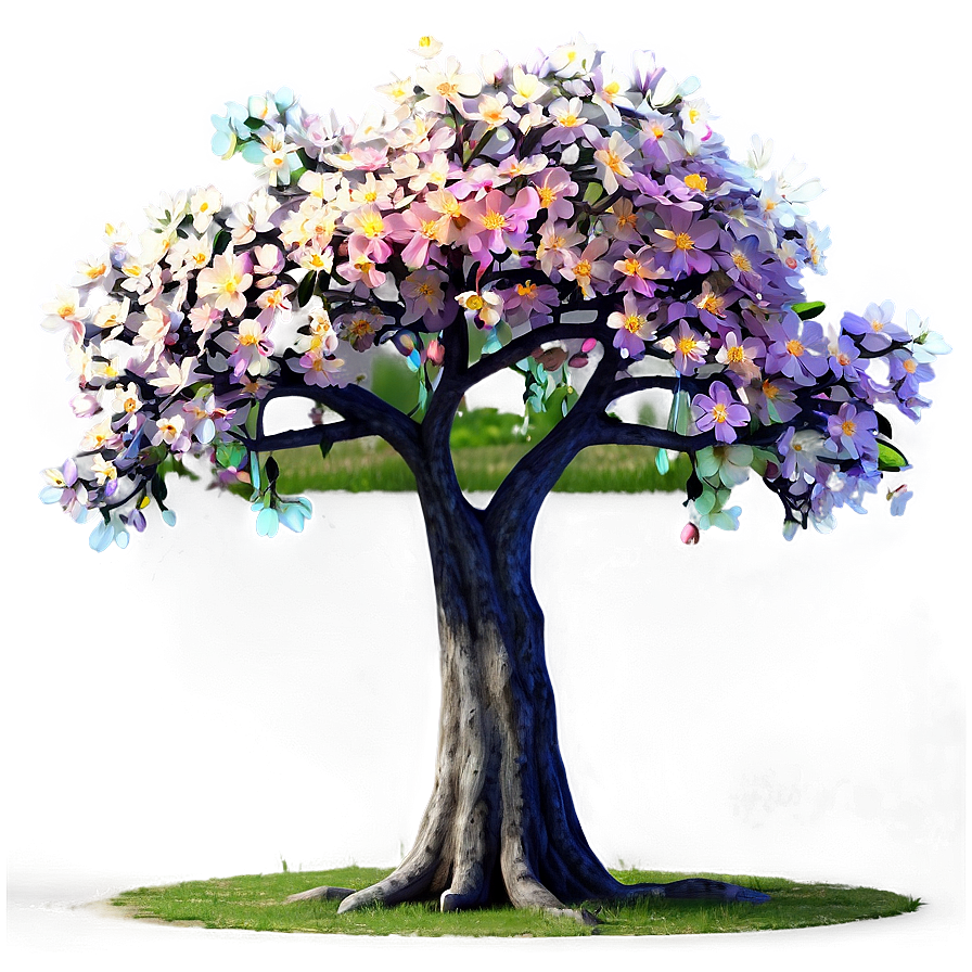 Big Tree With Colorful Flowers Png 06262024