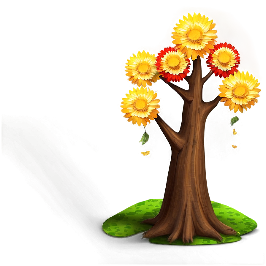 Big Tree With Colorful Flowers Png Exi