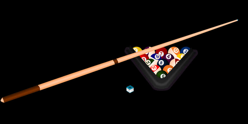 Billiard Cueand Balls Setup