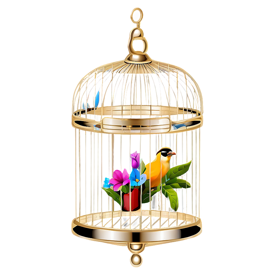 Bird Cage With Flowers Png 06122024