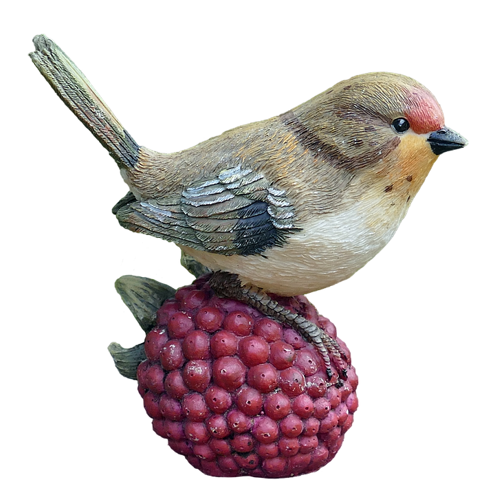 Bird Figurineon Raspberry Sculpture.png