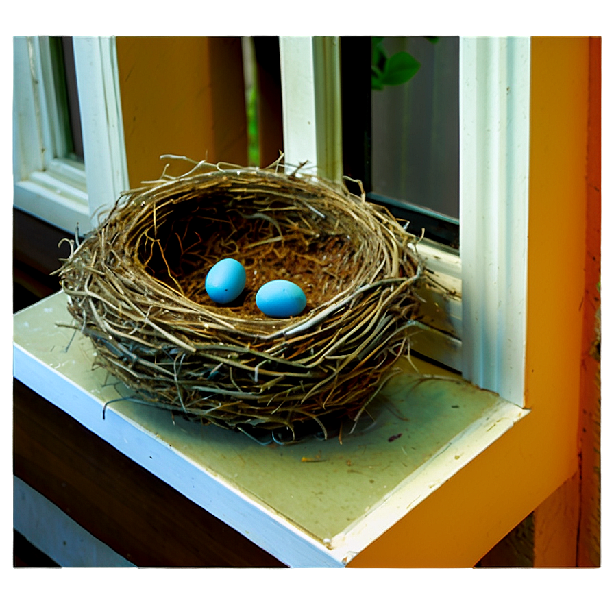 Bird Nest On Window Sill Png Nll