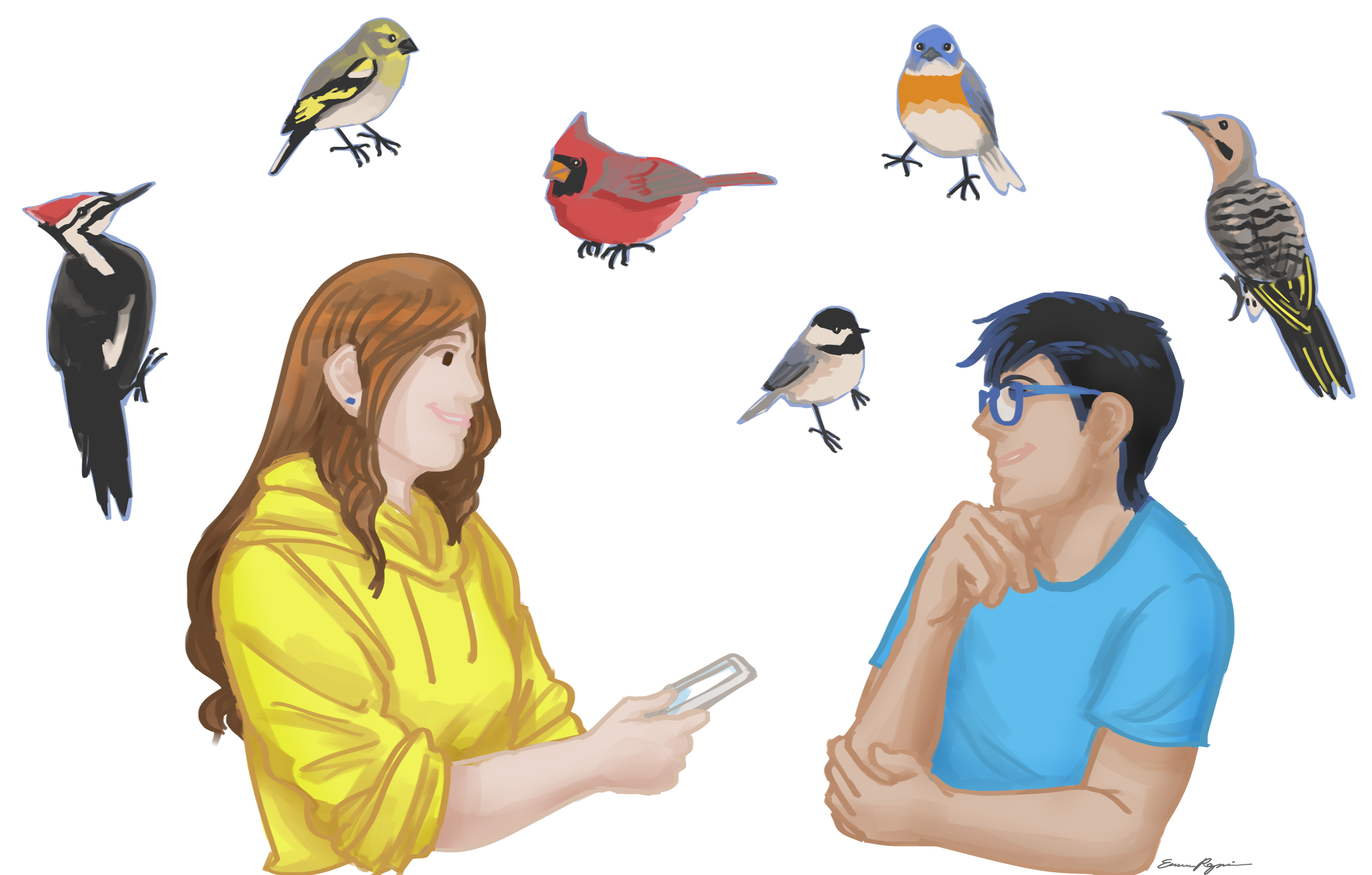 Birdwatching_ Conversation_ Illustration