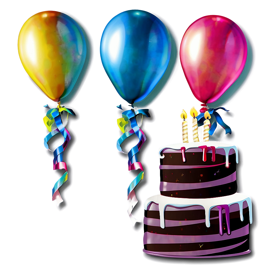 Birthday Balloon And Cake Png Trm