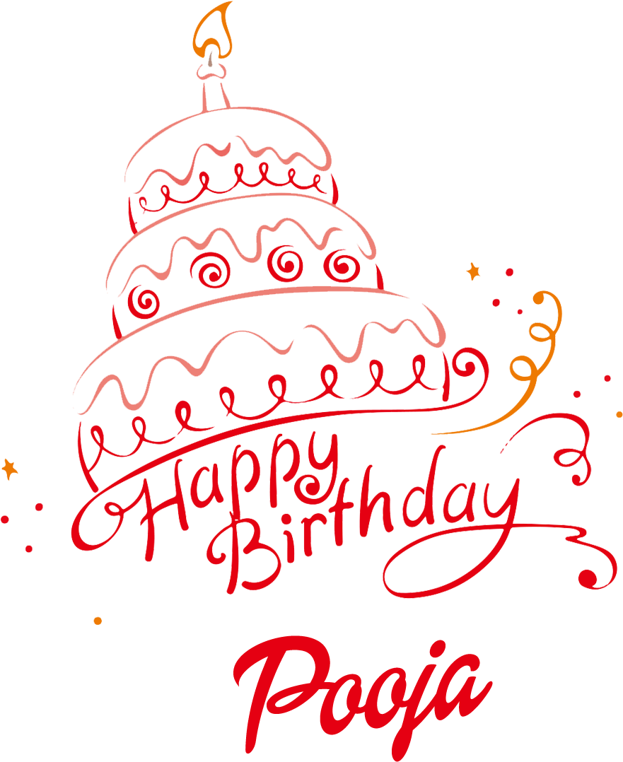 Birthday Cake Drawing Pooja Logo