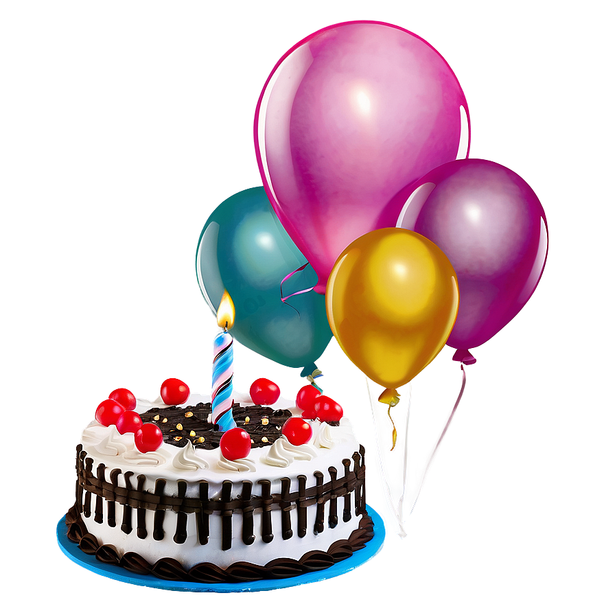 Birthday Cake With Balloons Png 05042024