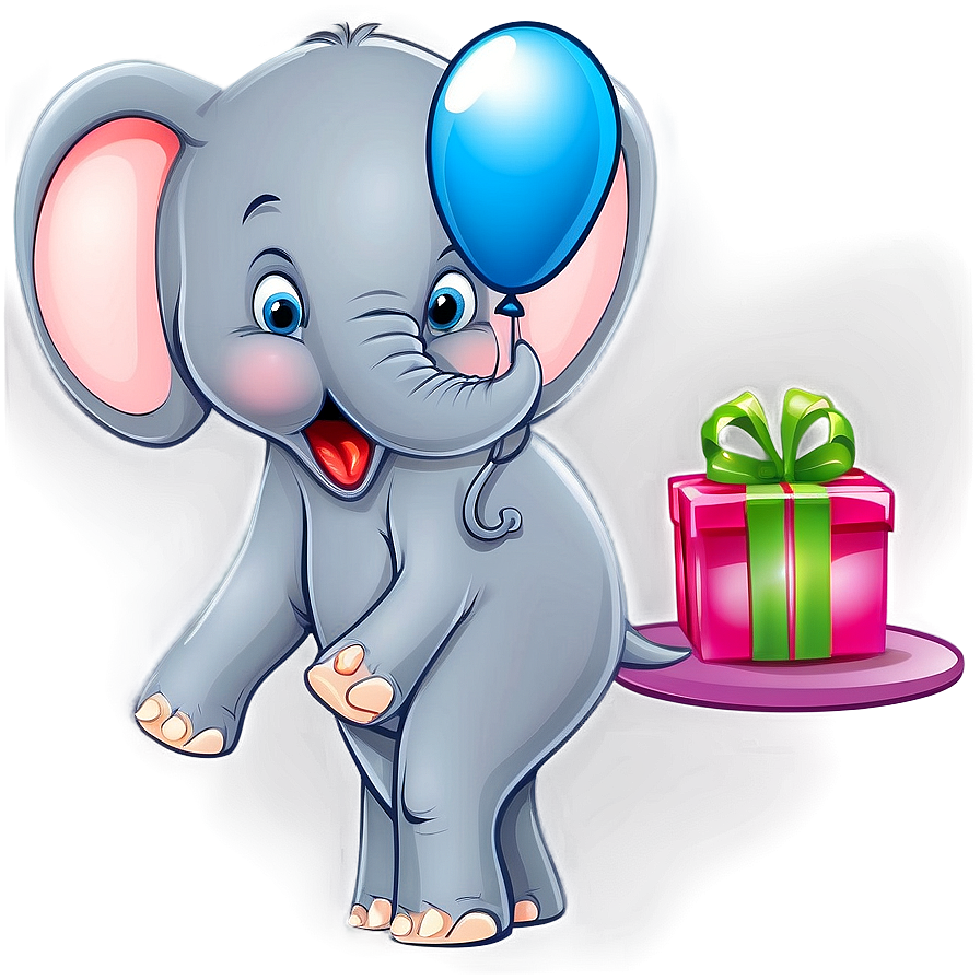 Birthday Party Elephant Cartoon Png 06212024