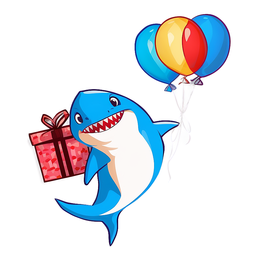 Birthday Shark With Presents Png 06292024