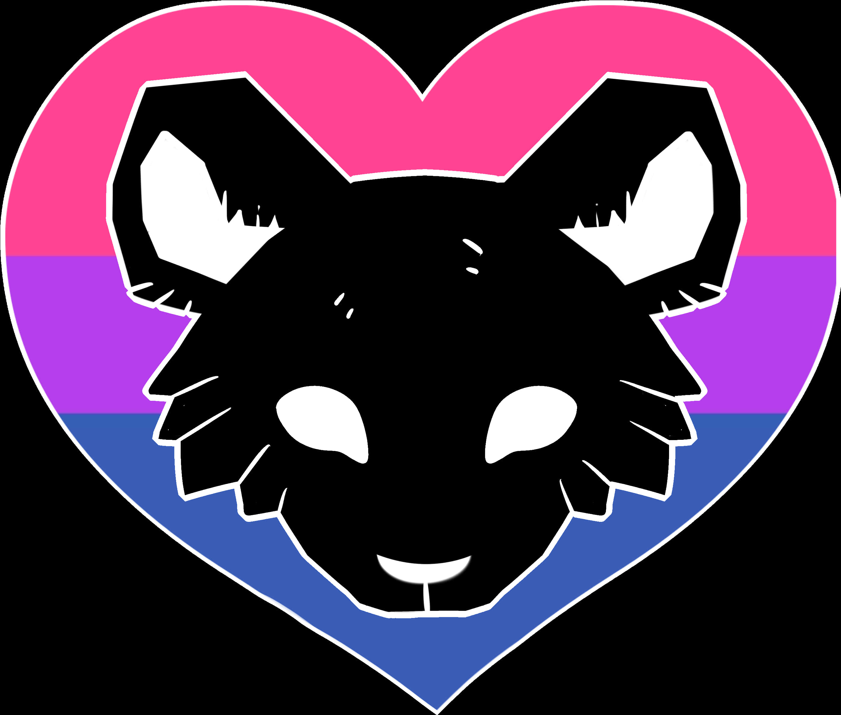 Bisexual Flag Heartwith Cat Silhouette