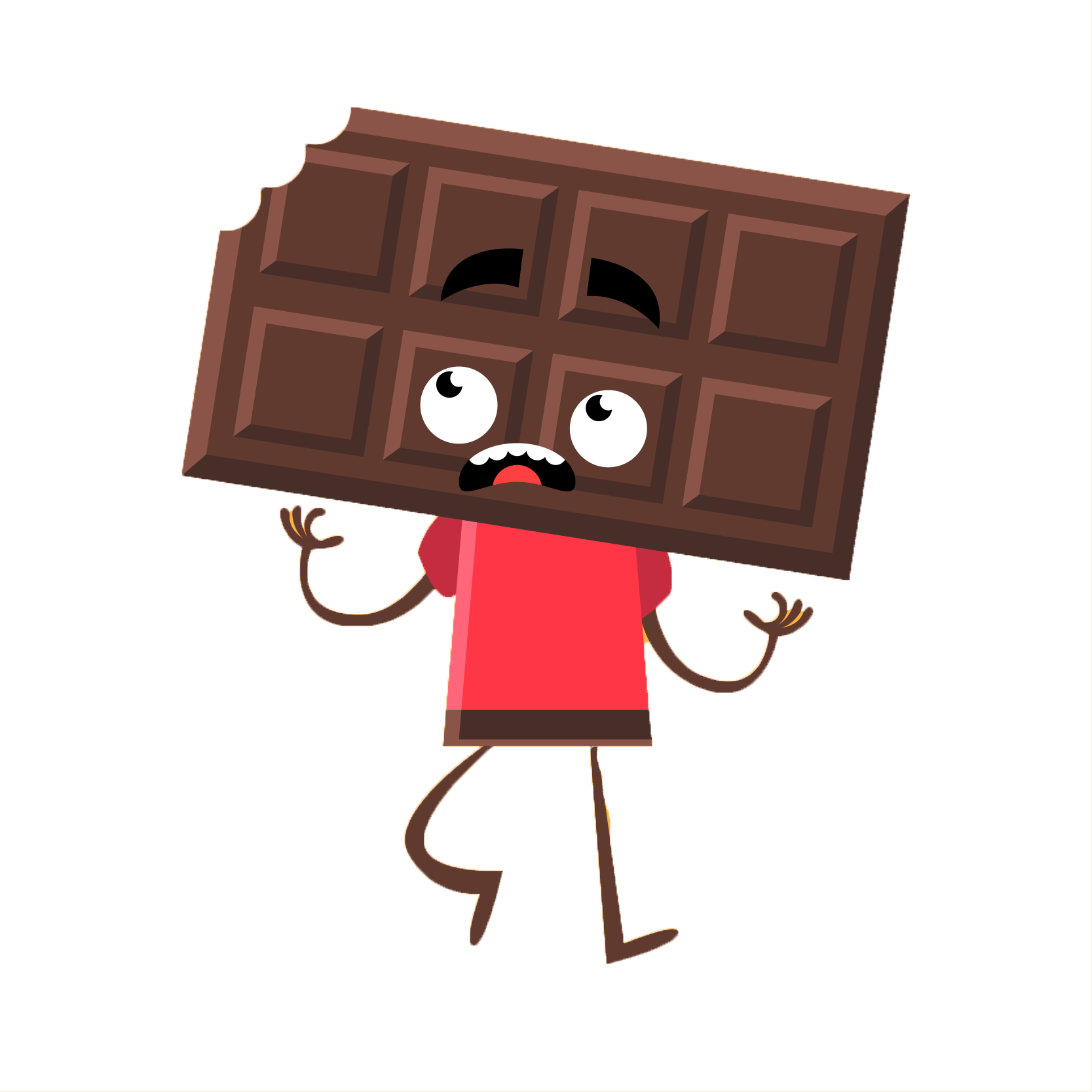 Bitten Chocolate Bar Cartoon Character