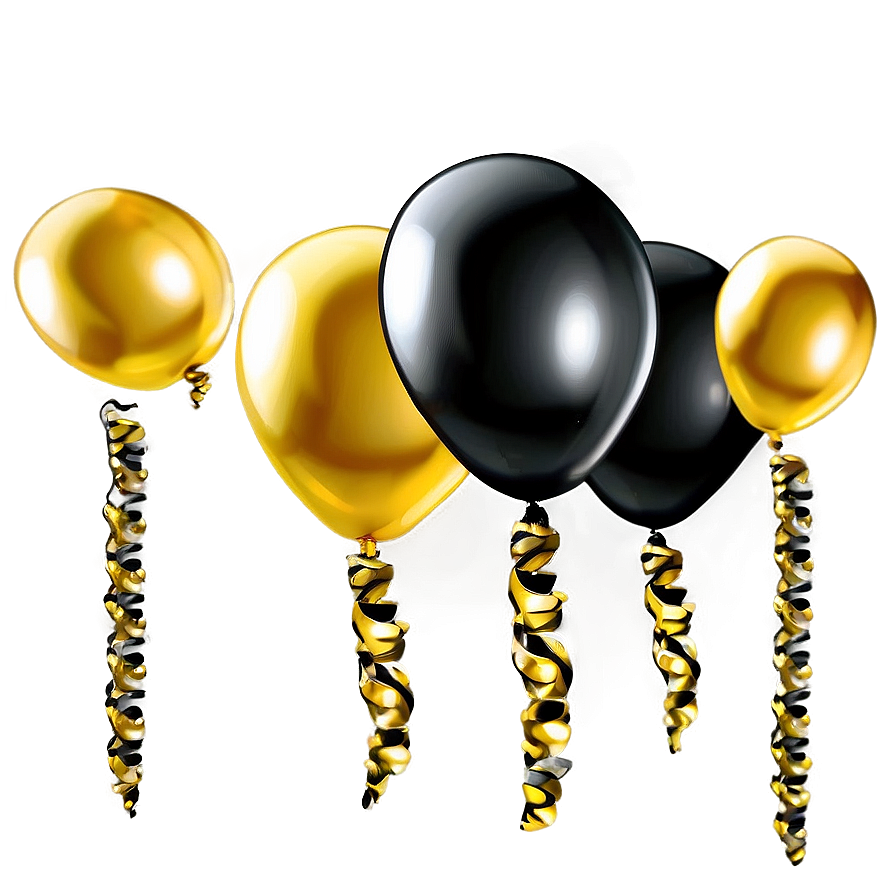 Black And Gold Birthday Balloons Png 5