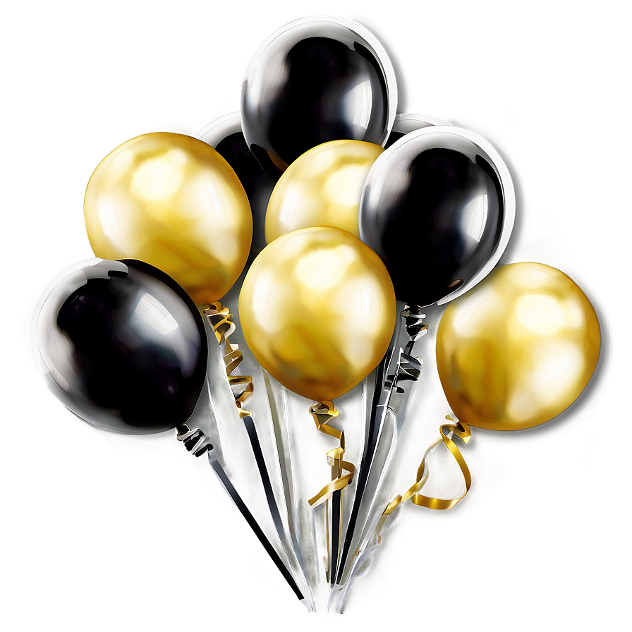 Black And Gold Helium Balloons Png 06132024