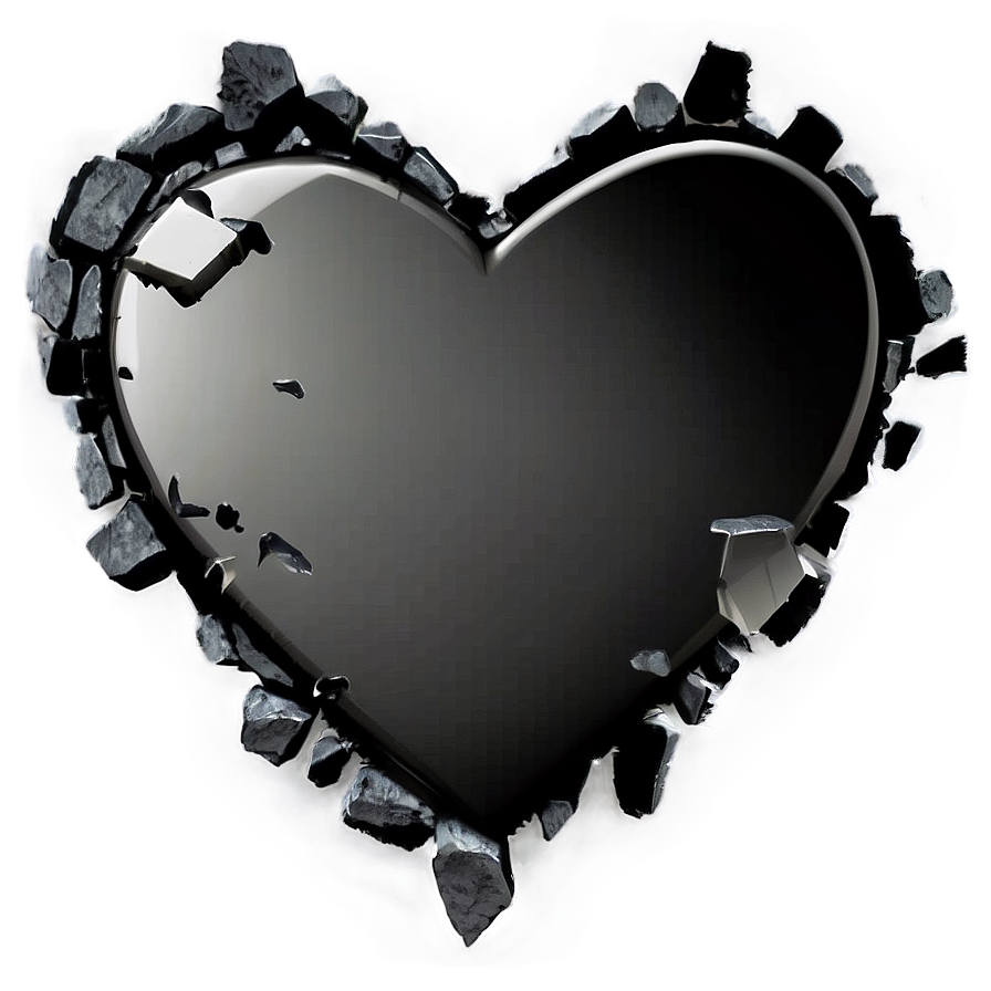 Black And White Broken Heart Png 06252024