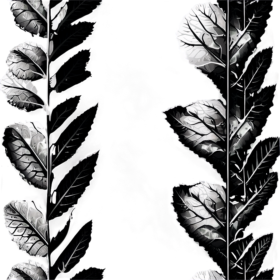 Black And White Fallen Leaves Png Vjm79