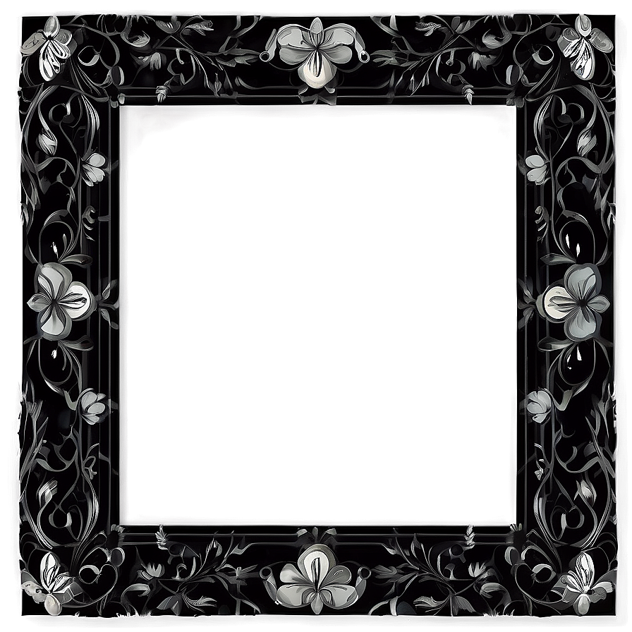 Black And White Floral Frames Png Coy