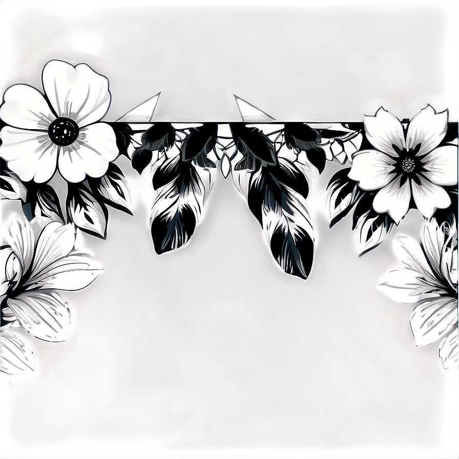 Black And White Flower Border Png Rym