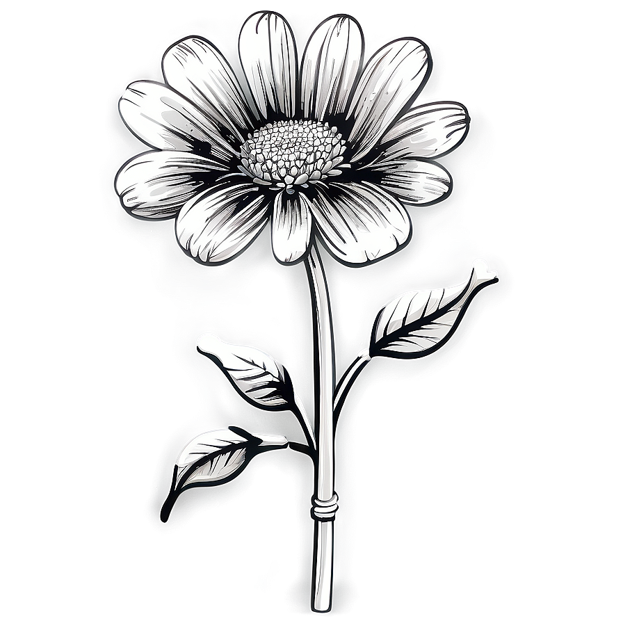 Black And White Flower Clipart Png Syx44