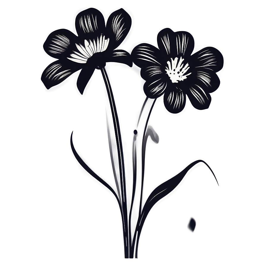 Black And White Flower Silhouette Png 05252024