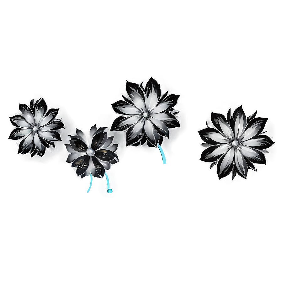 Black And White Flower Sketch Png Etj54