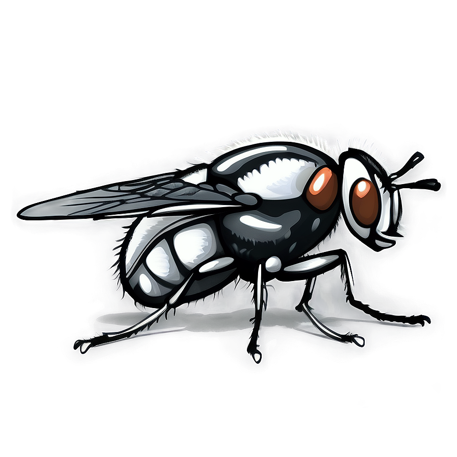 Black And White Fly Drawing Png Cua51