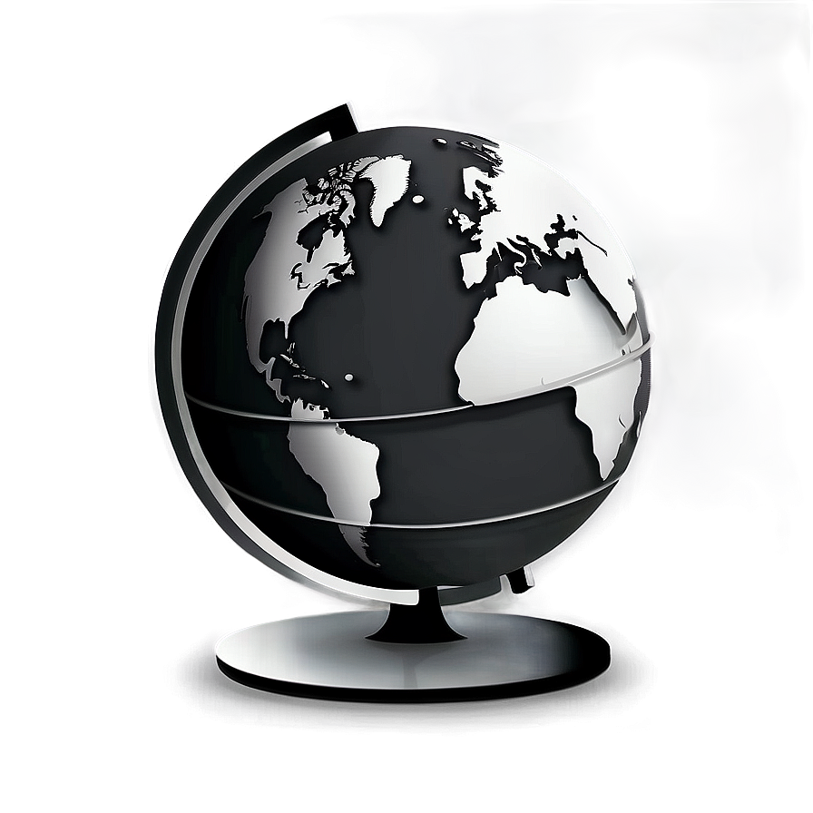 Black And White Globe Flat Design Png Gpm43