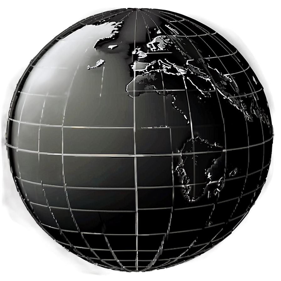 Black And White Globe With Countries Png Dyl7