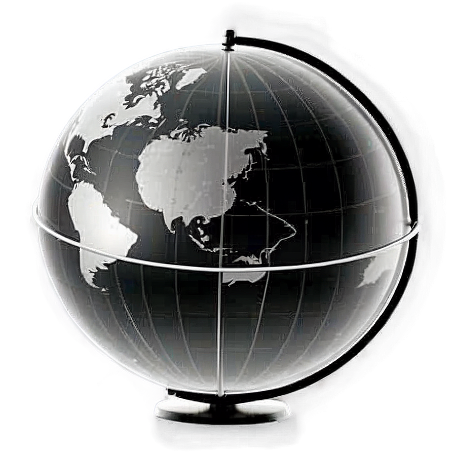 Black And White Globe With Meridians Png Imq80