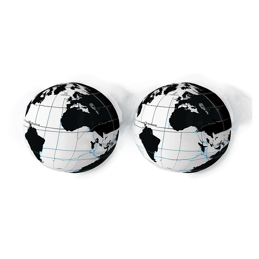 Black And White Globe With Oceans Png 47