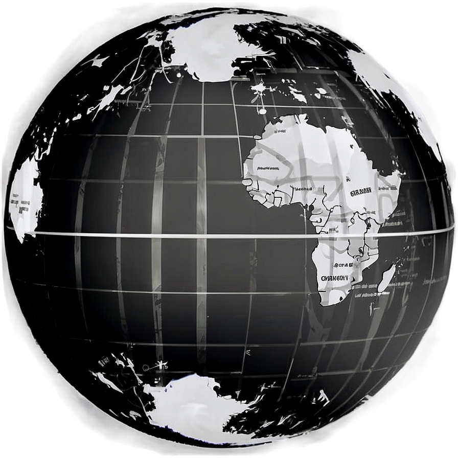 Black And White Globe With Oceans Png Xru51