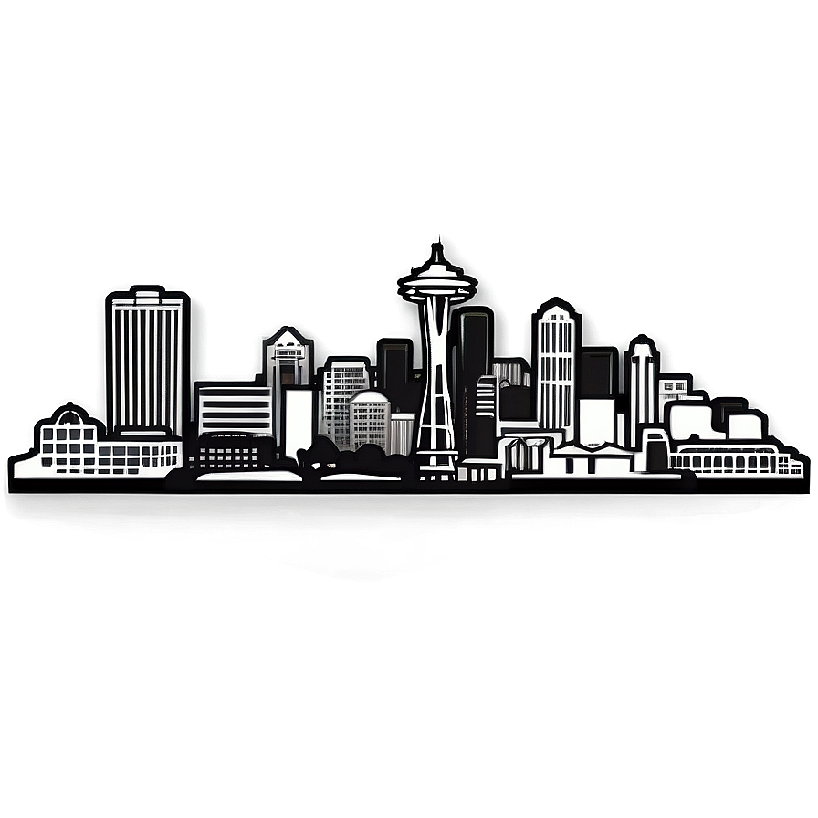 Black And White Seattle Skyline Png 43