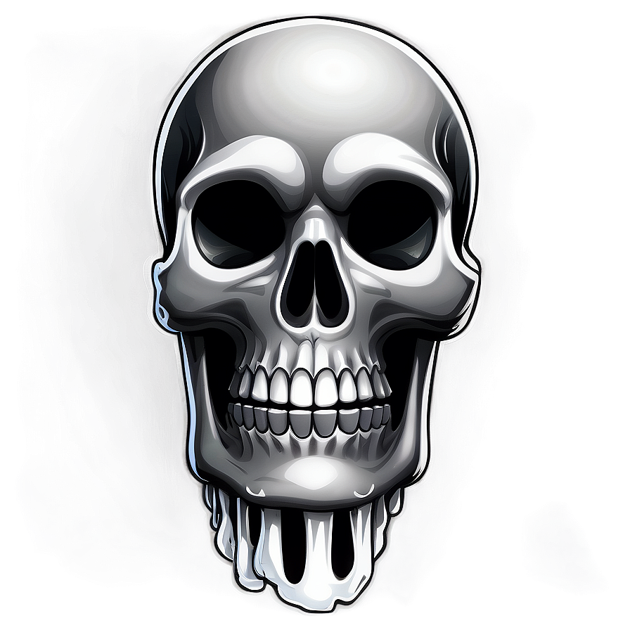 Black And White Skull Sticker Png 85