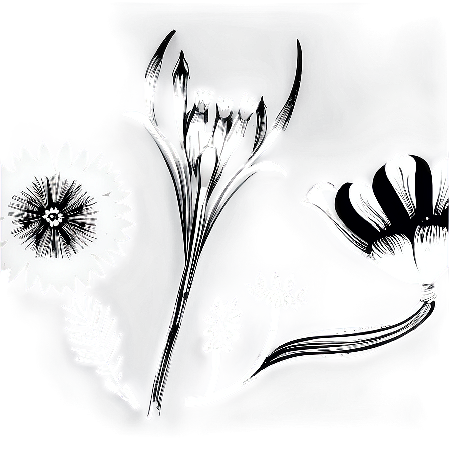 Black And White Spring Flower Png 05252024