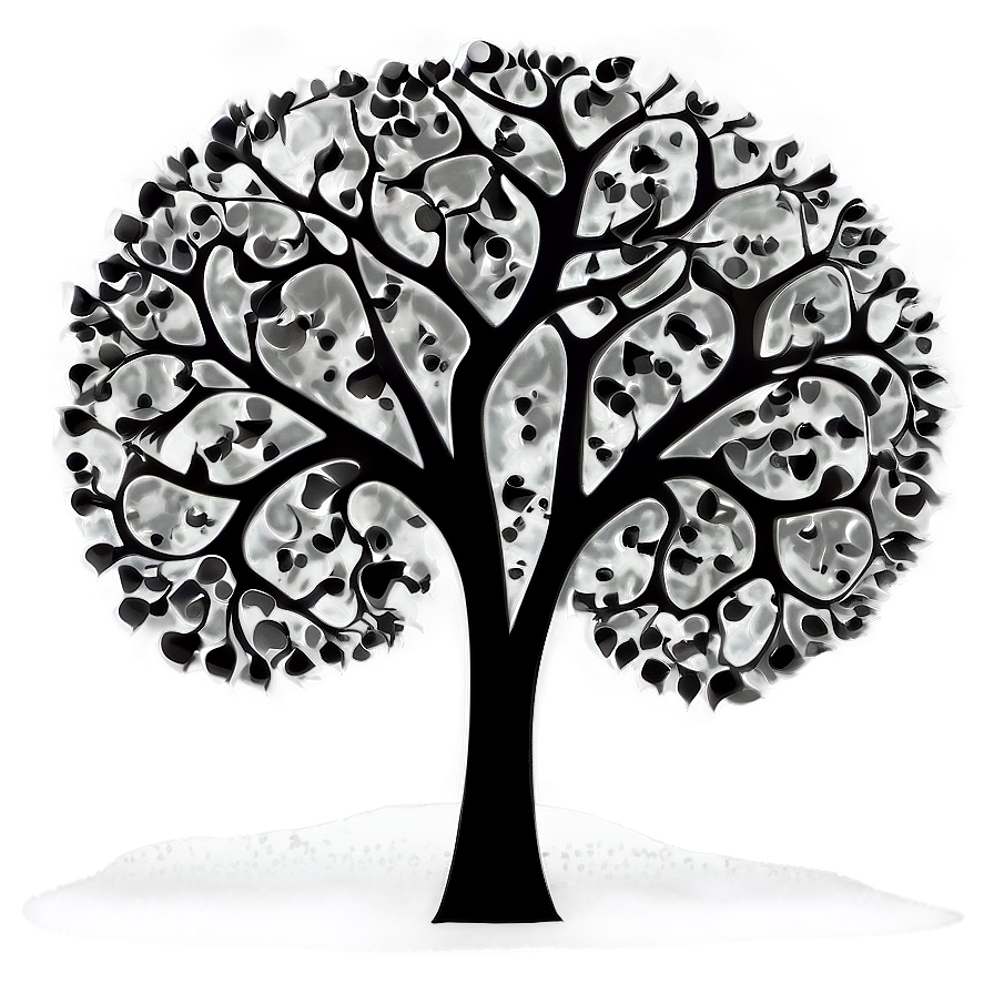 Black And White Tree In Abstract Style Png 06252024