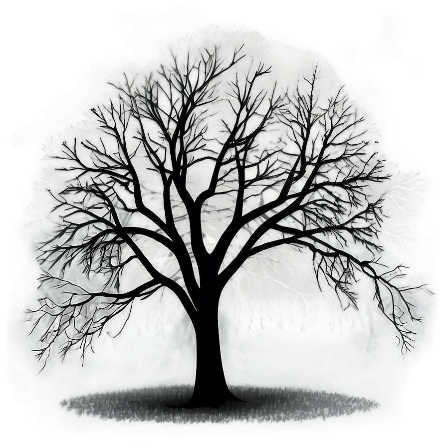 Black And White Tree In Fog Png 06252024