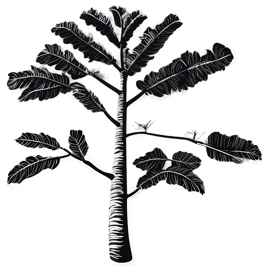 Black And White Tree With Sparse Leaves Png Npq