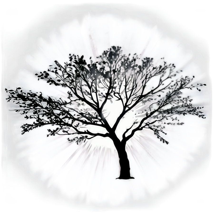 Black And White Tree With Sun Rays Png Ctg86