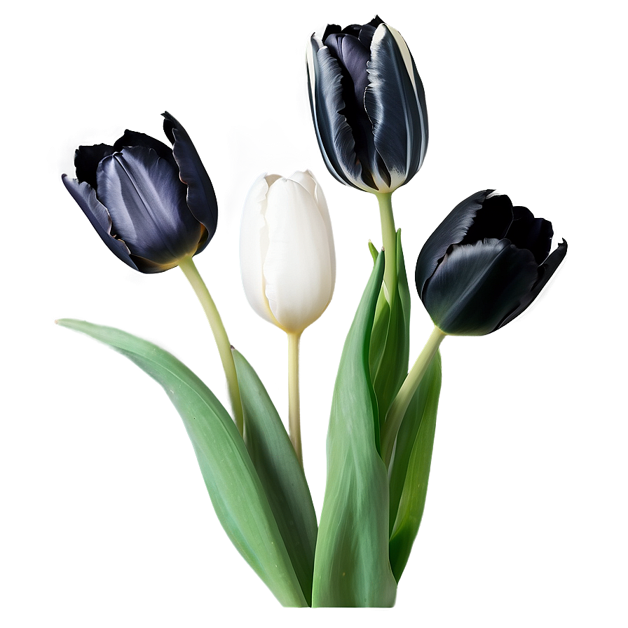 Black And White Tulips Png 05242024