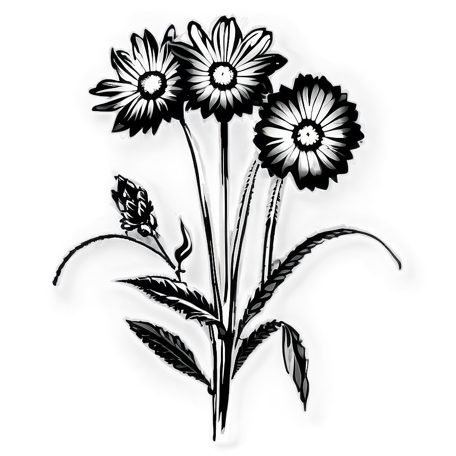 Black And White Wildflower Png 21