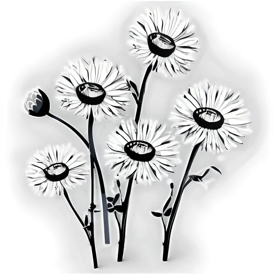 Black And White Wildflowers Png 06282024